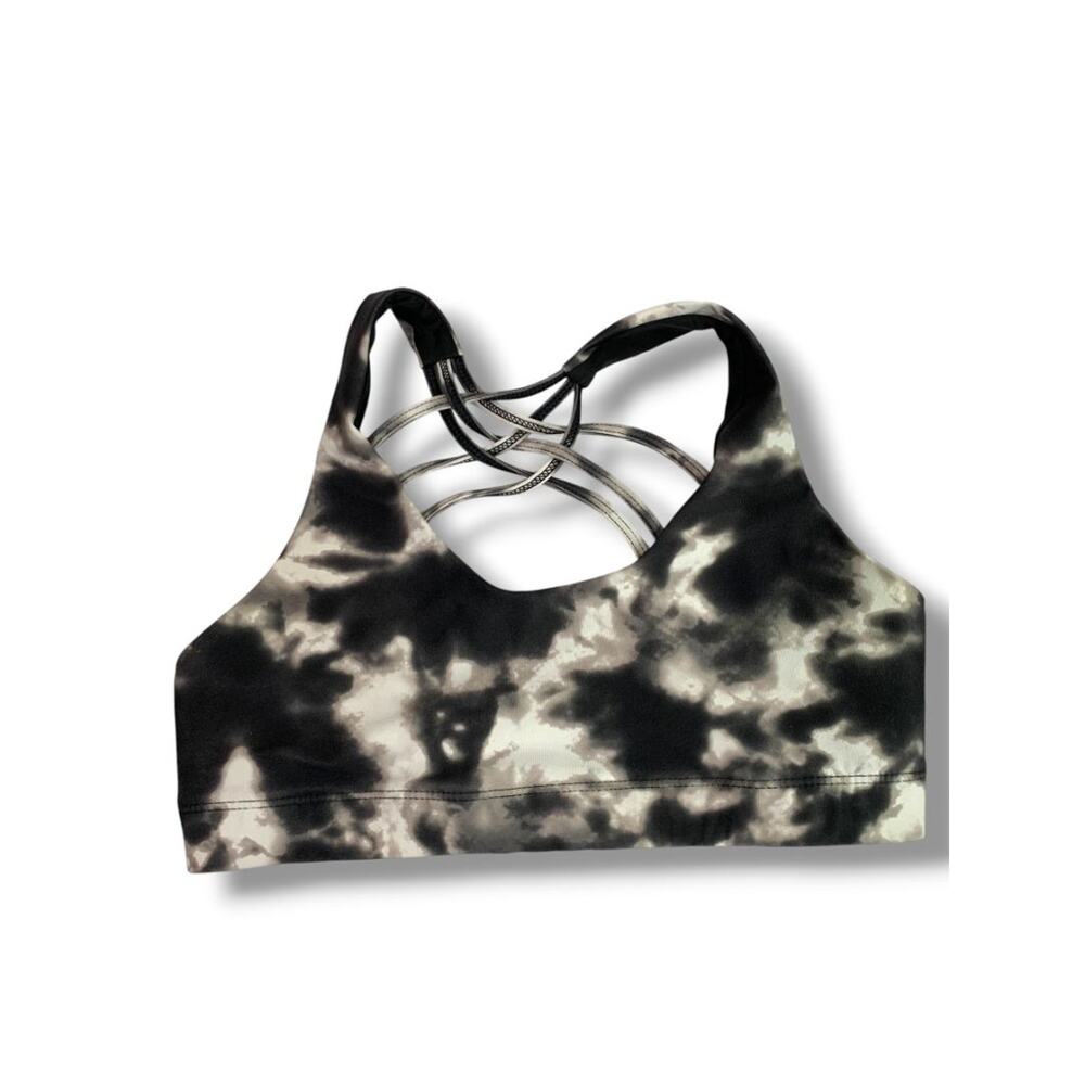 Small Mossimo Sports Bra Criss Cross Back Black Bleach Out Pattern